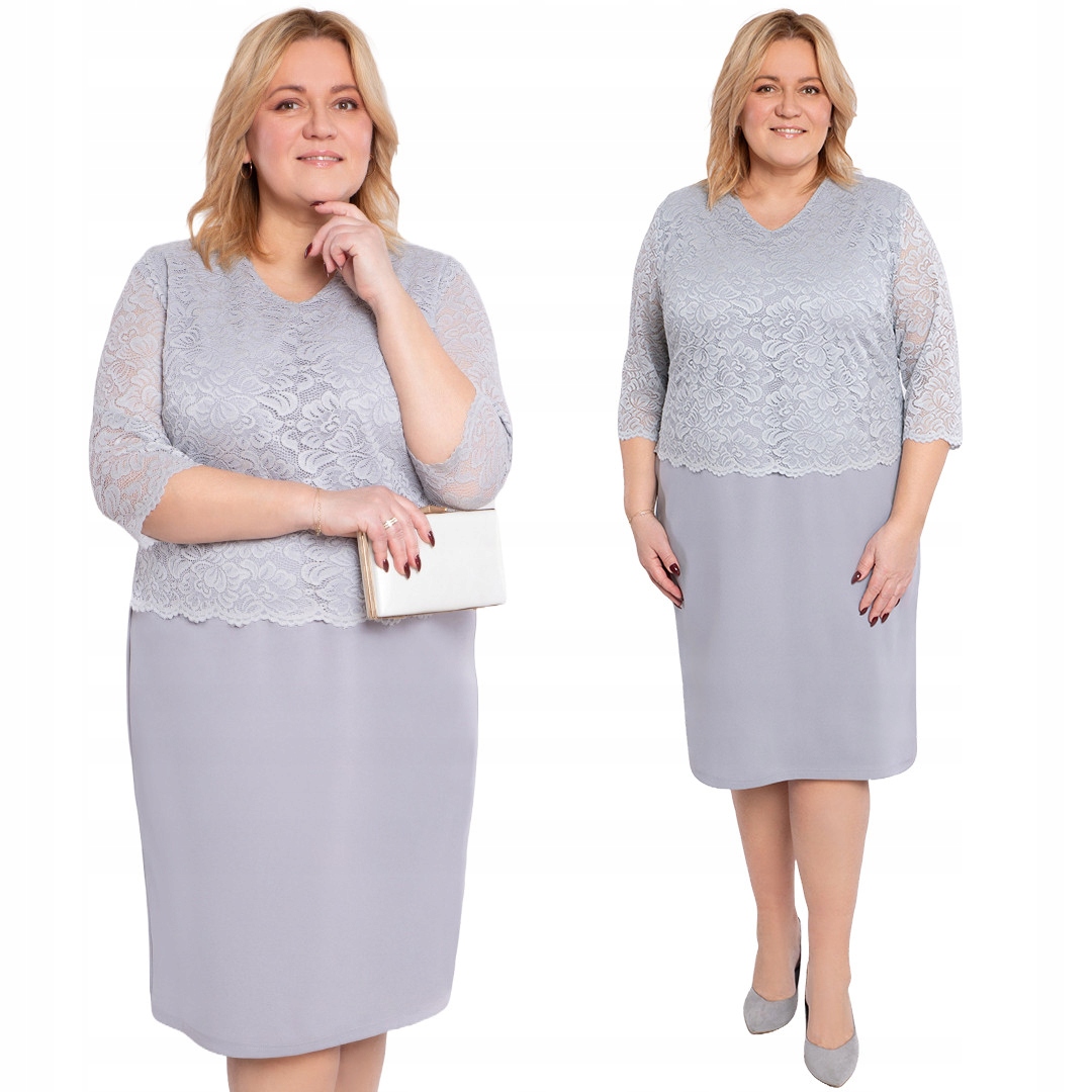 Šedá šaty s krajkou 56