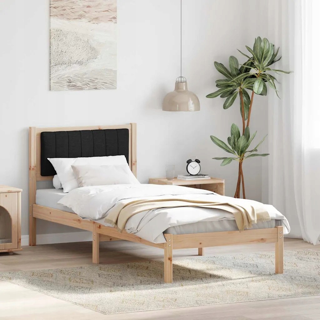 vidaXL Ramka łóżka z tapicerowanym wezgłowiem Czarny 80 x 200 cm