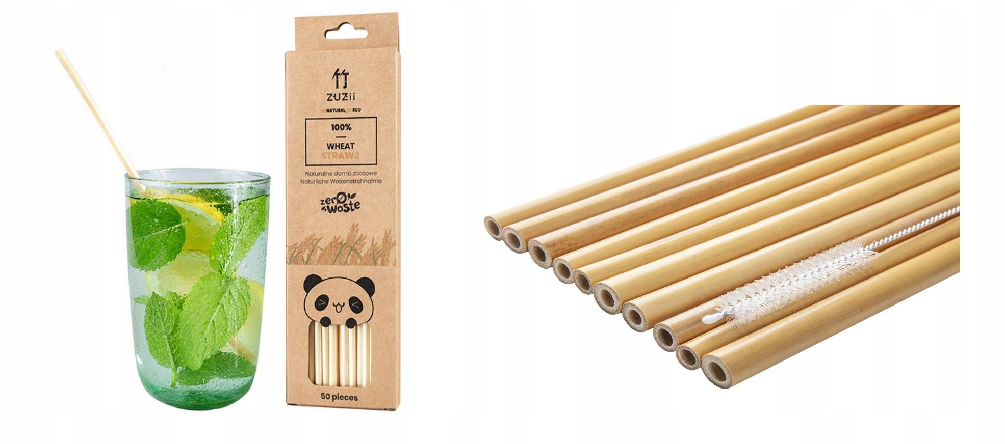 ZUZII ЕКО бамбукові соломинки + соломинки