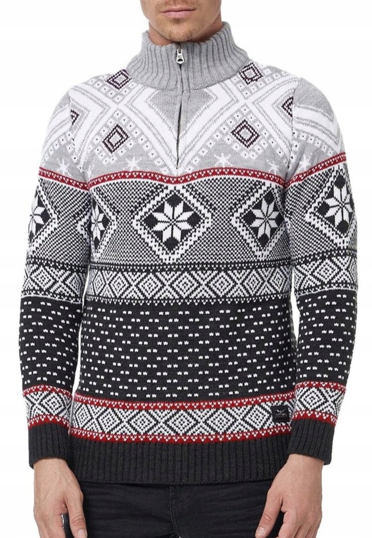 Pánský svetr norský vánoční rozepínací elegantní Rolák Se Stojáčkem L