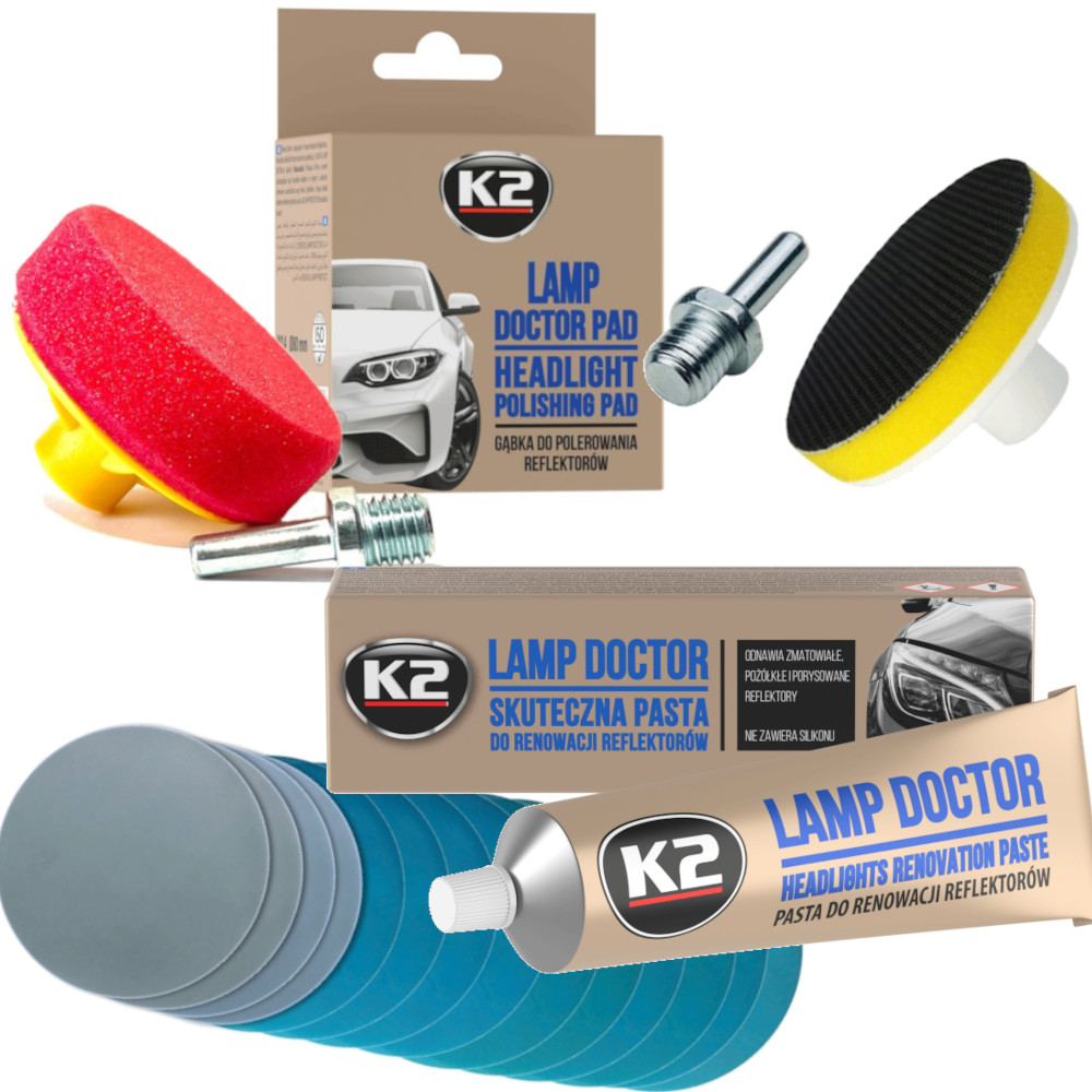 K2 Zestaw polerowania reflektorów odnowienia regeneracji pasta BOX27