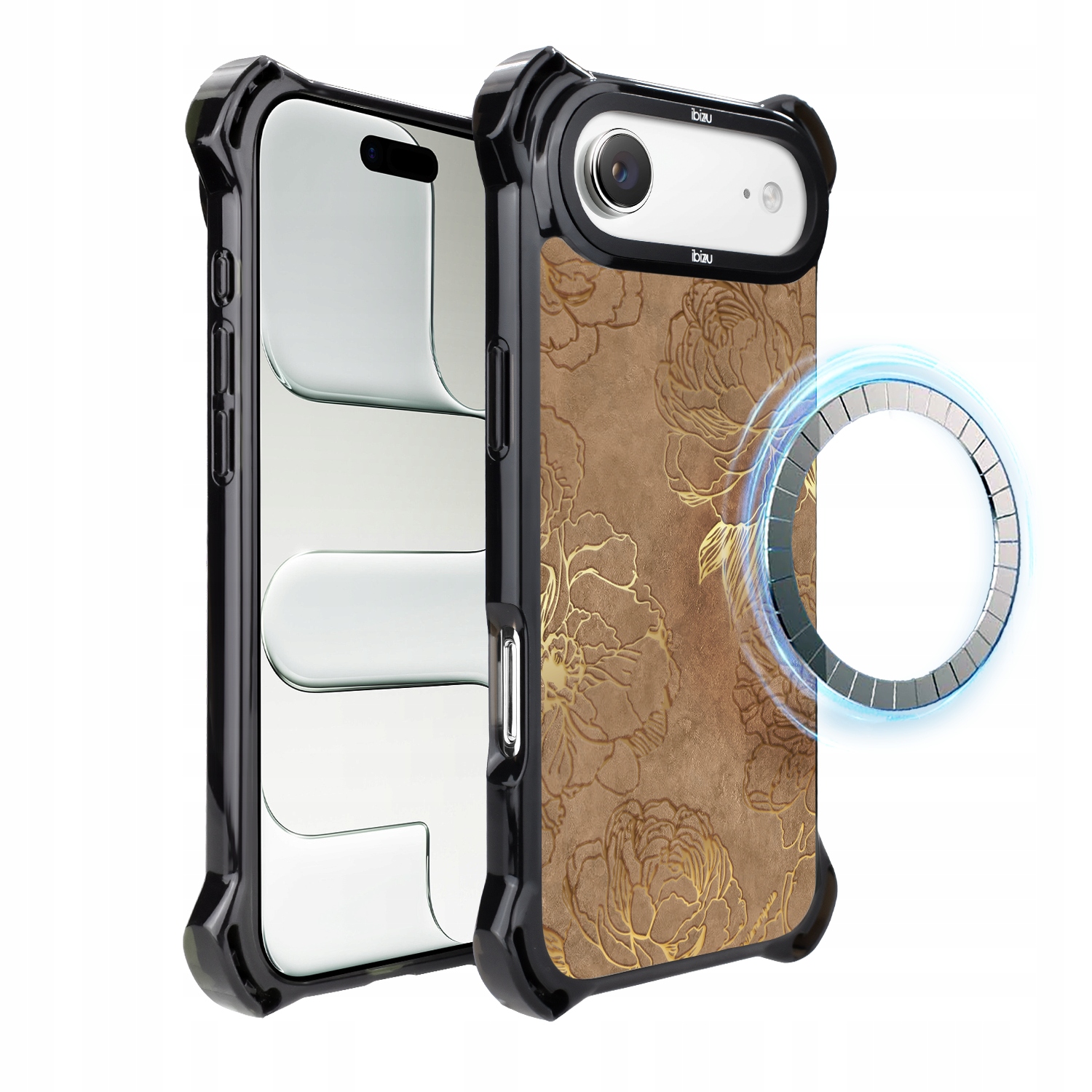 Pouzdro pro iPhone Air Ibizu DropGuard Ultra s MagSafe, Zlaté pivoňky