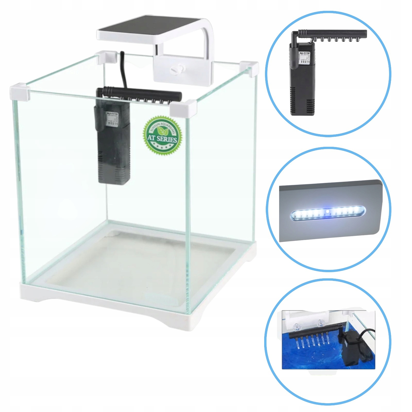 Sunsun Akwarium ATK-250D Krewetkarium, Akwarium Kostka Led Filtr