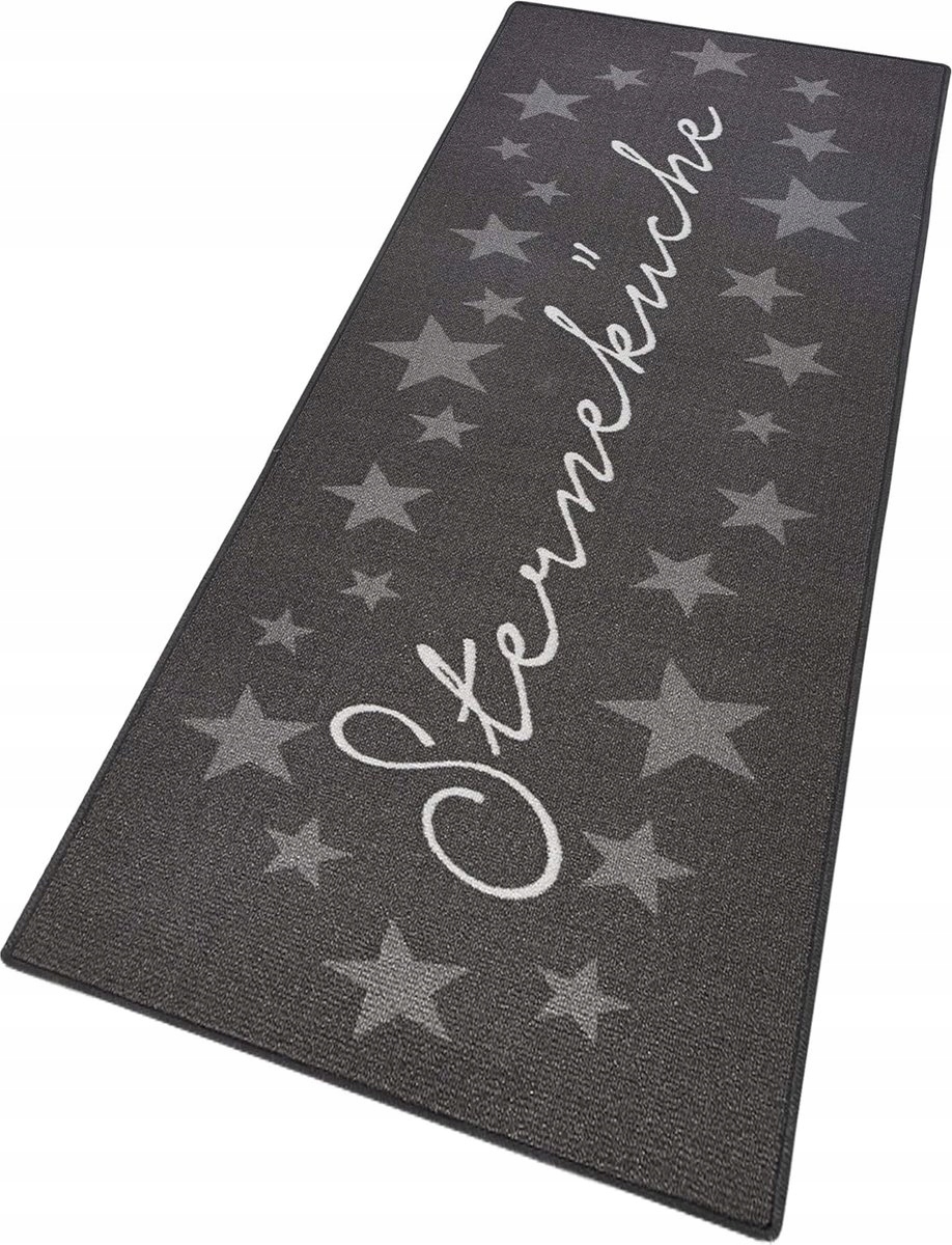 Šedo krémový koberec protiskluzový do kuchyně s krátkým vlasem 67 x 180 cm