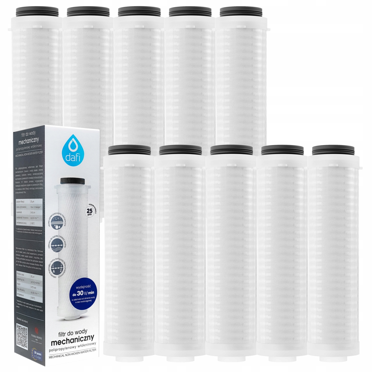 10 X FILTR DO WODY POLIPROPYLENOWY EKO DAFI 25
