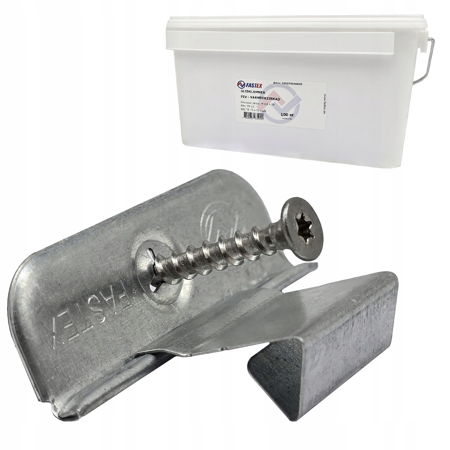 Haftra pohyblivá pozinkovaná 30x54 posuvná spona na montáž plechu 500ks