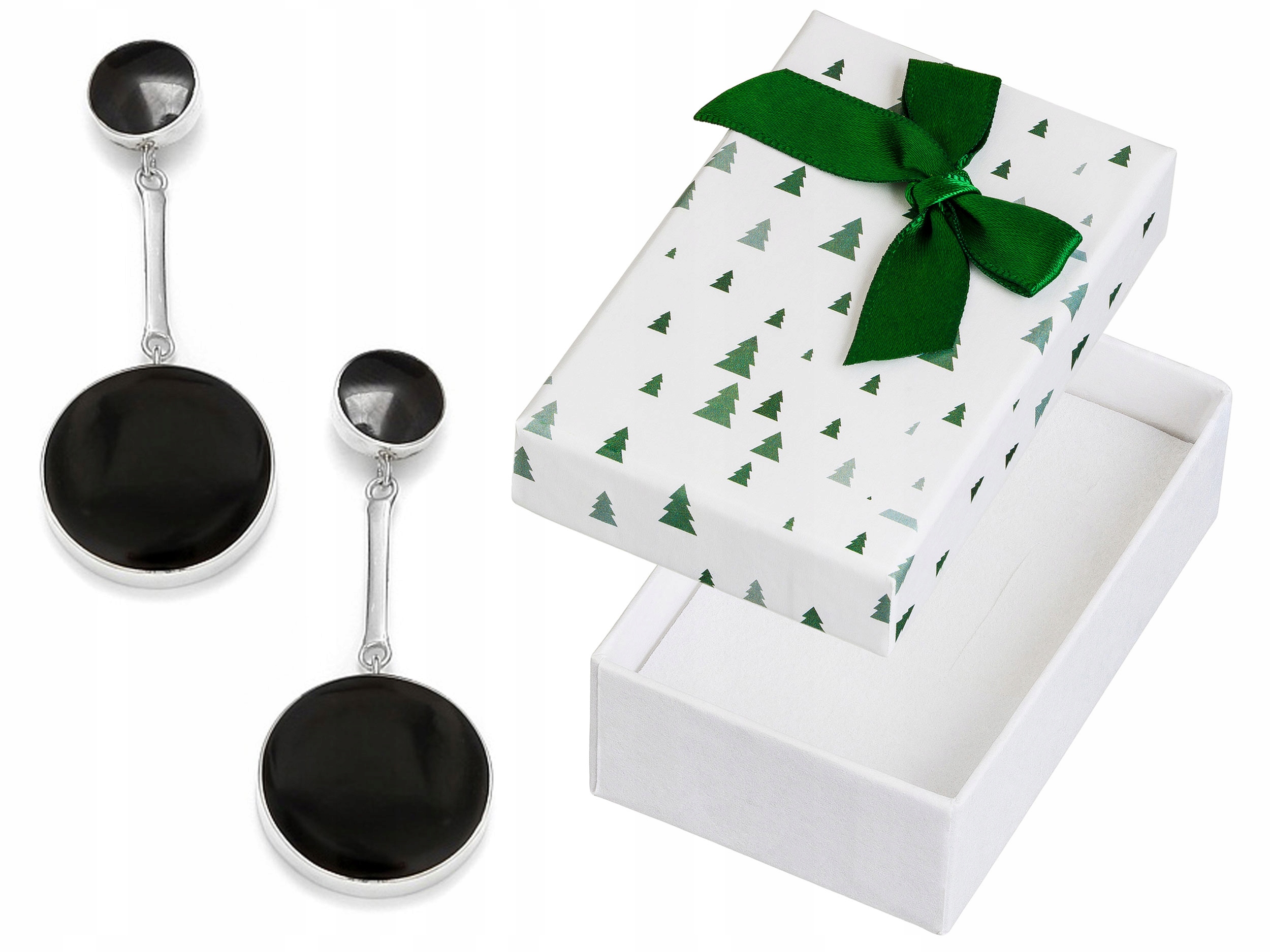 Stříbrné Náušnice Závěsné černé šroubky Kola s mušličkou Kolečka Stříbro 925