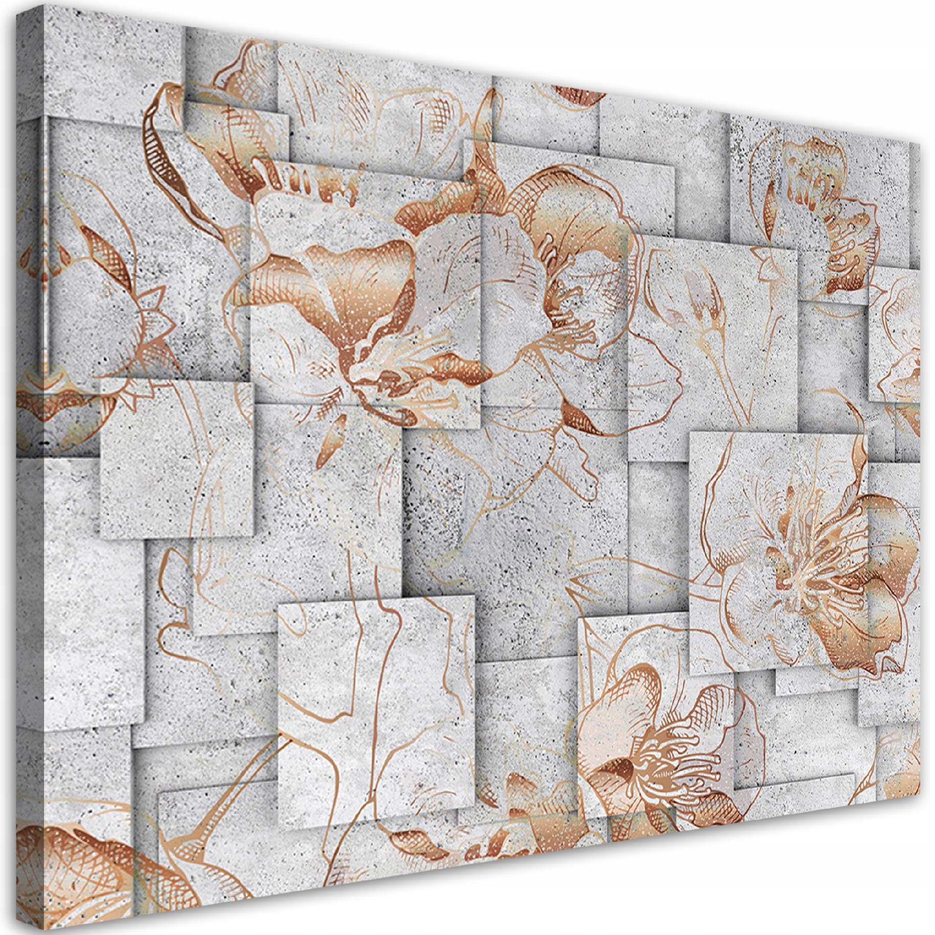 Obraz na plátne, Kvety ľalie na geometrickom pozadí, žltkasté 90x60