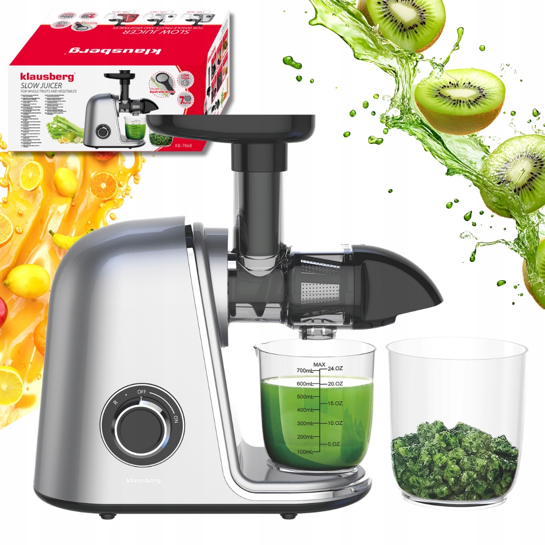 Pomalý odšťavňovač 150 W Šťáva z zeleniny a ovoce Cold Press Klausberg 7868