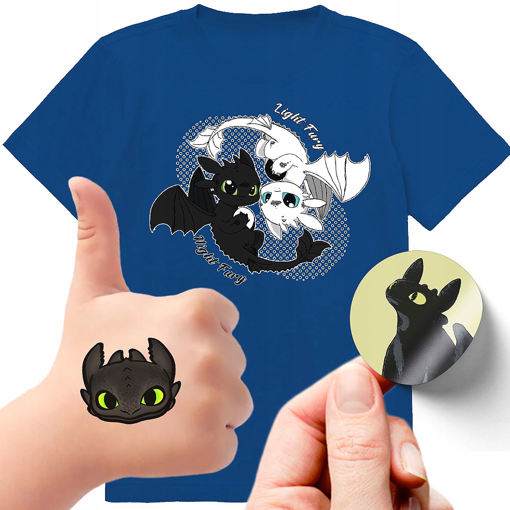 ZESTAW 3W1 KOSZULKA DLA DZIECI TATUAŻE NAKLEJKI JAK WYTRESOWAĆ SMOKA 104