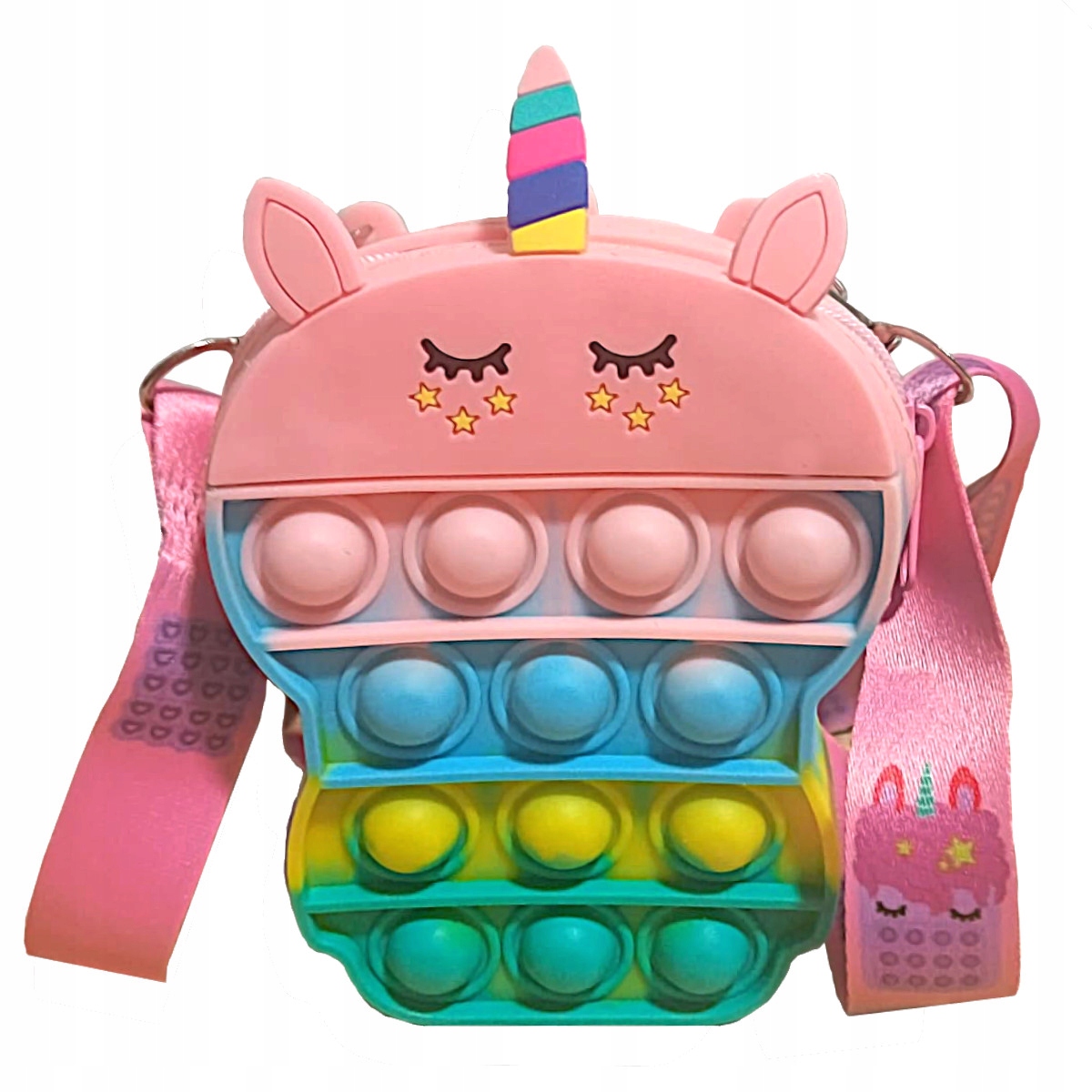 Torebka pop it torba portfel push bubble fidget dla dziewczynki jednorożec Materiał guma