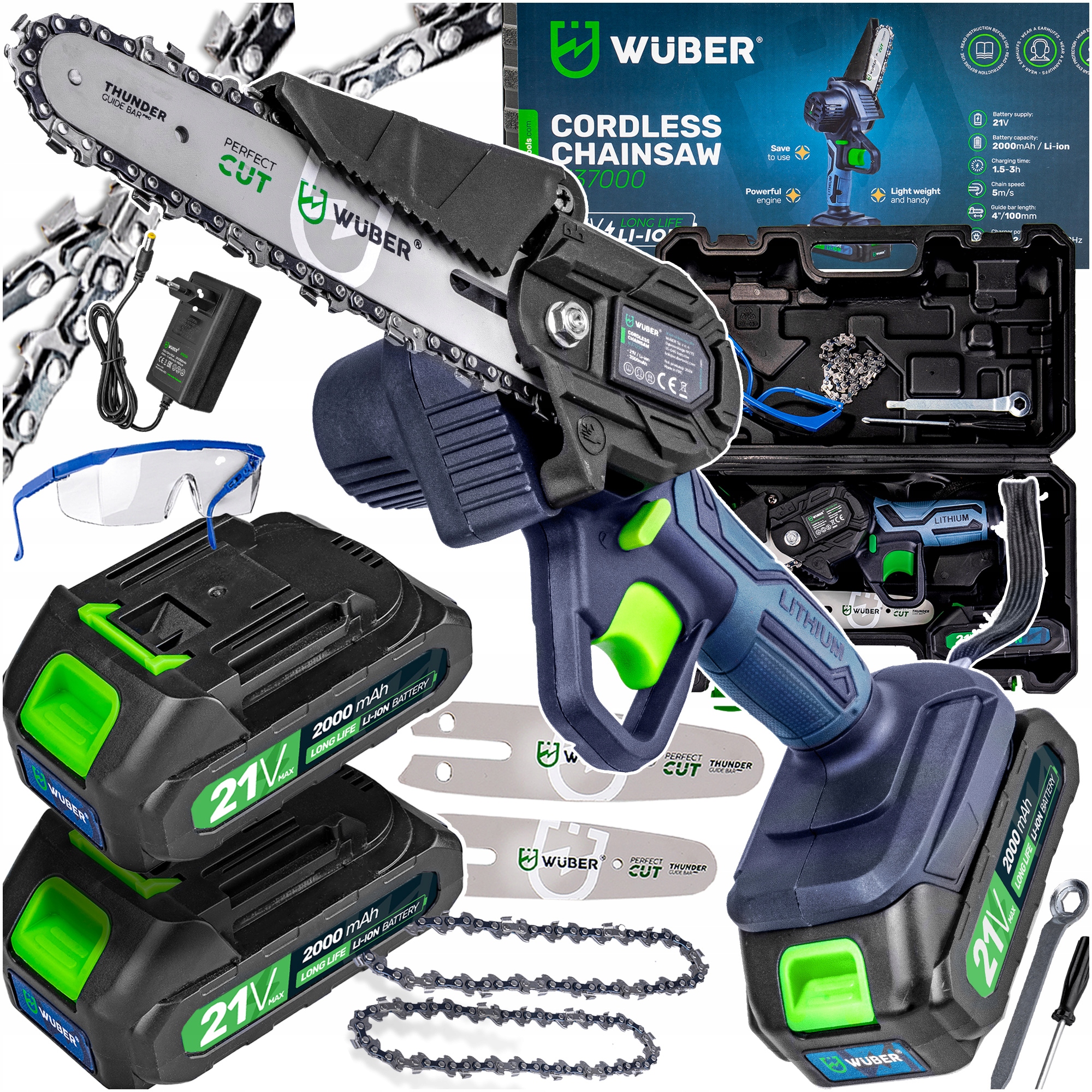 Piła Łańcuchowa Akumulatorowa Mini Pilarka Gałęziówka 2xAKU 2xPROWADNICA