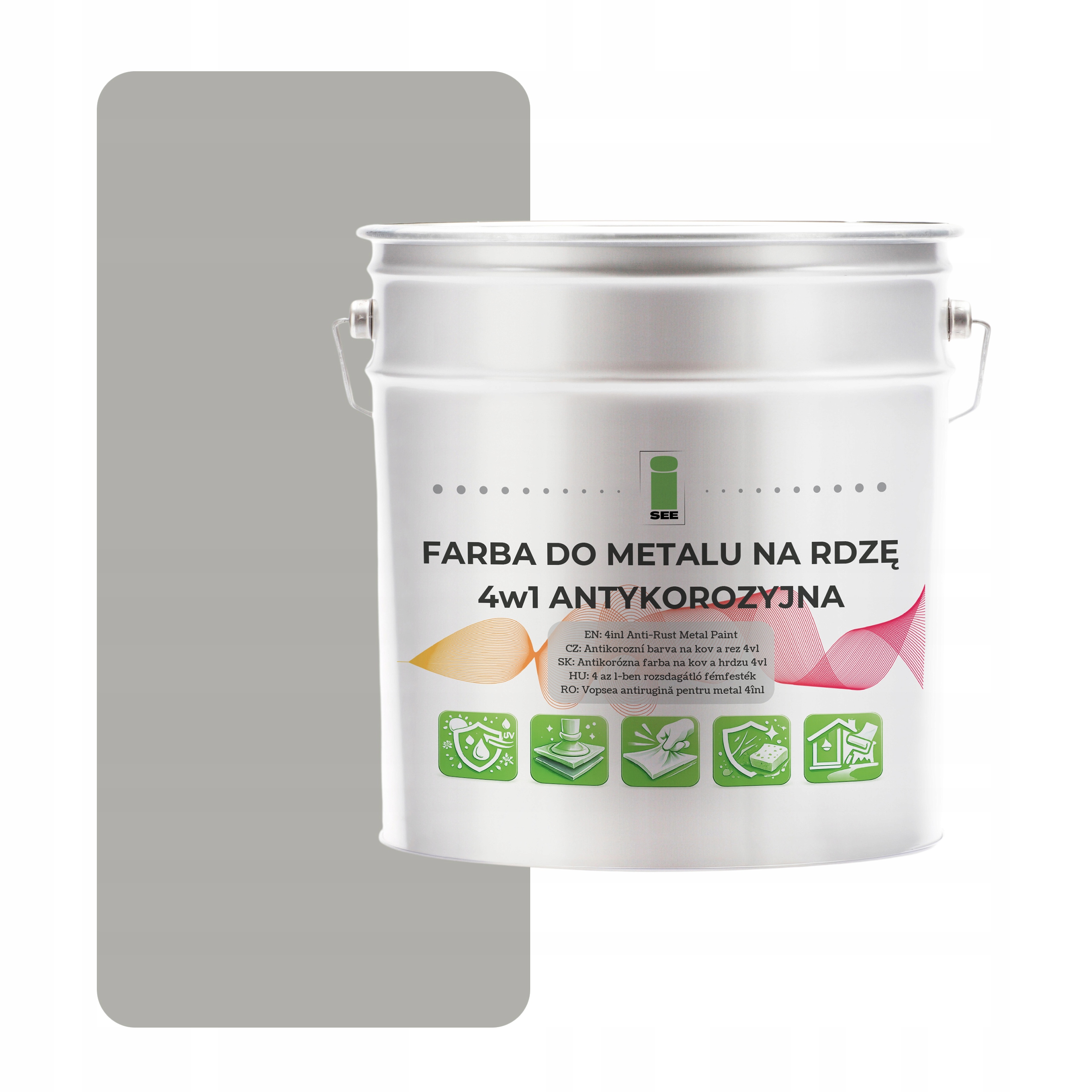 Barva na kov proti korozi 4v1 šedá Ral 7038 I See pozink ocel 2,5L polomatná