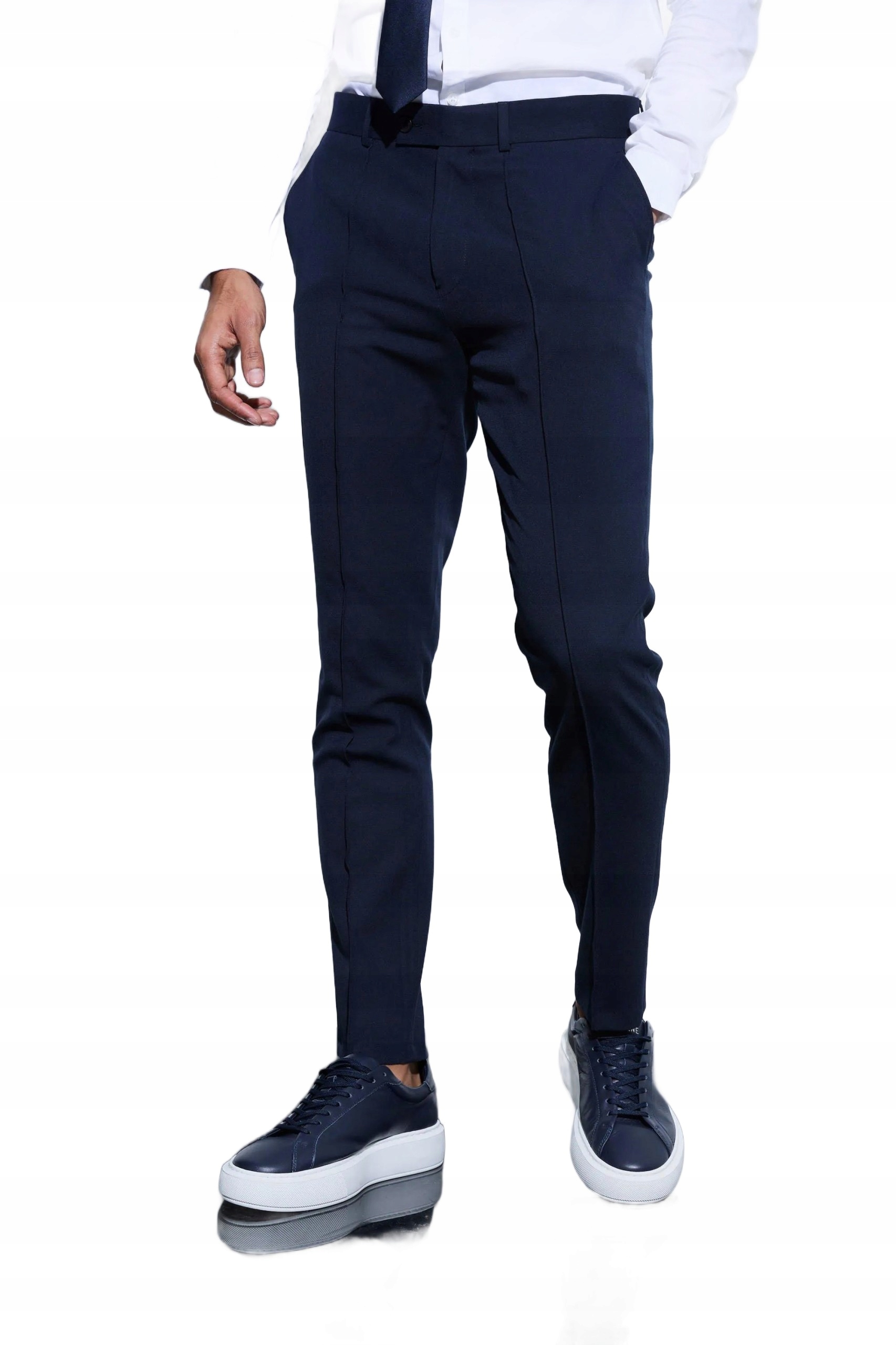 Boohooman Pánské Tmavě Modré Elegantní Kalhoty Jednoduché Velikosti 34 Z3A