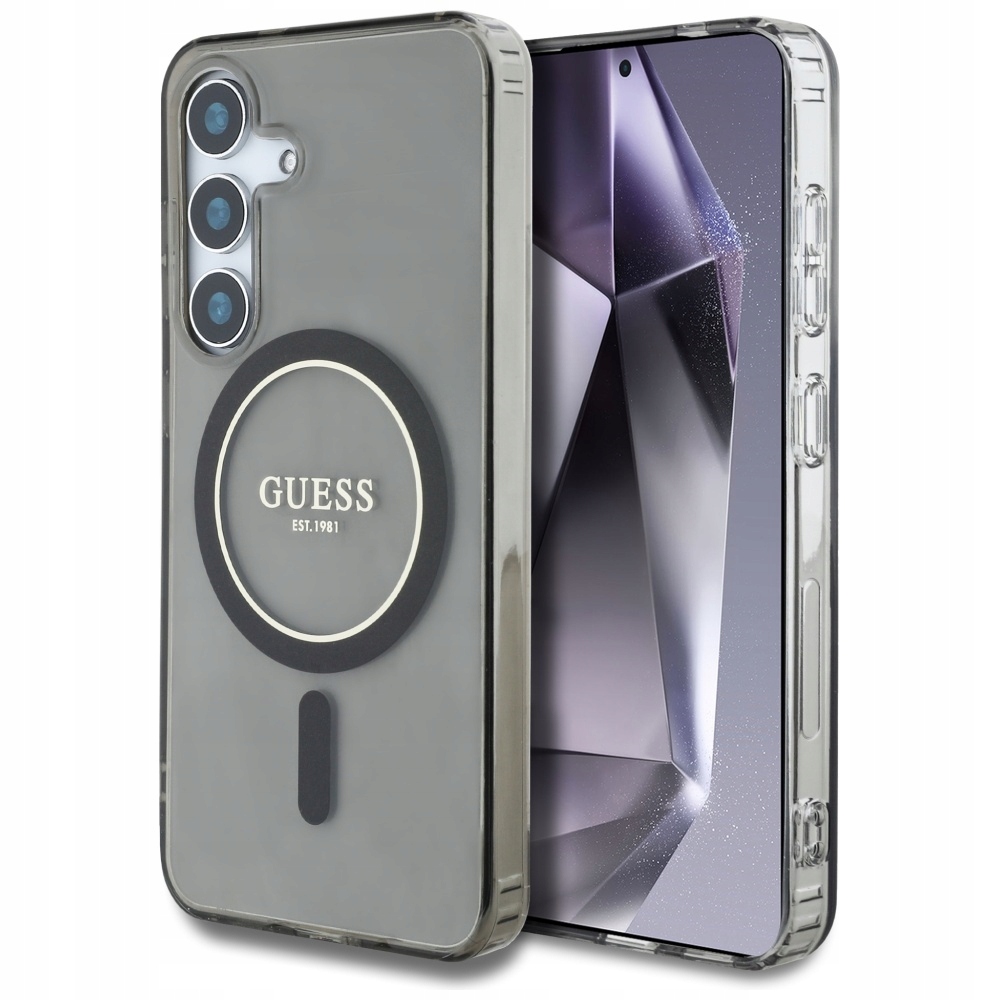Guess Pouzdro Glitter Circle Classic Logo MagSafe pro Samsung Galaxy S25