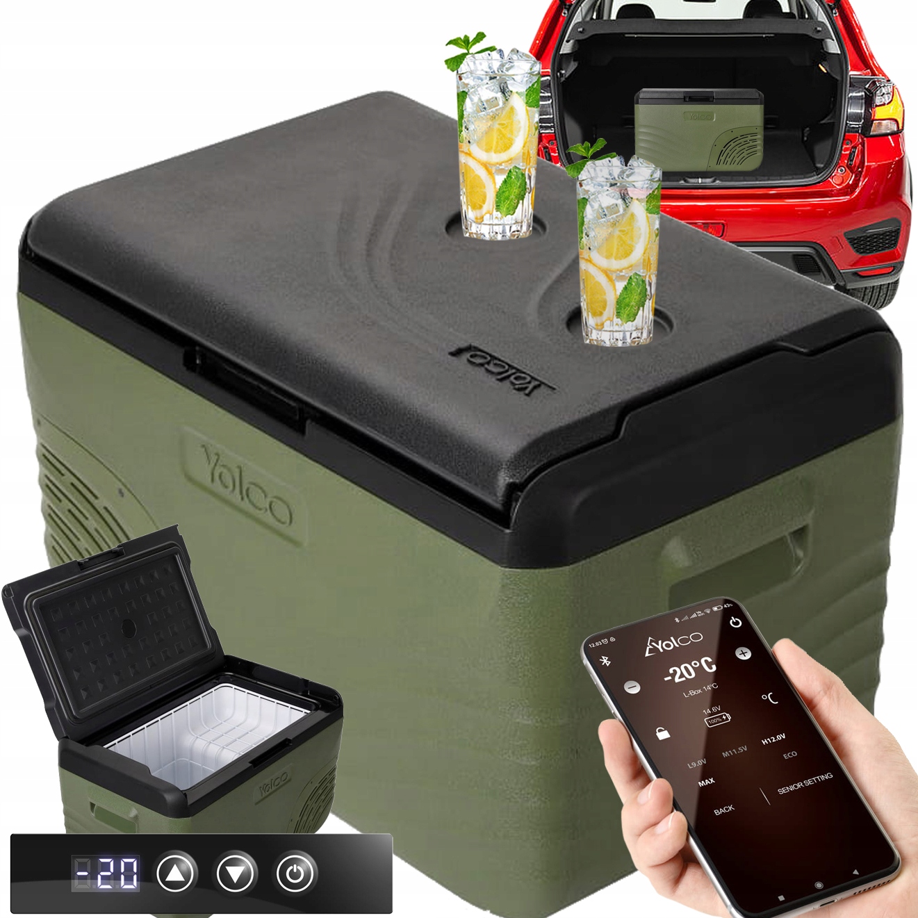 Turistická Automobilová Chladnička Yolco NX30 Green 28L 12V 24V 240V Bus Tir