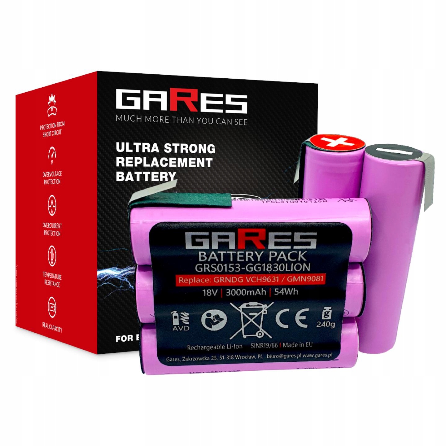 Akumulátor Gares pro Grundig VCH9631 GMN9081 7,4V 3,0Ah Li-Ion