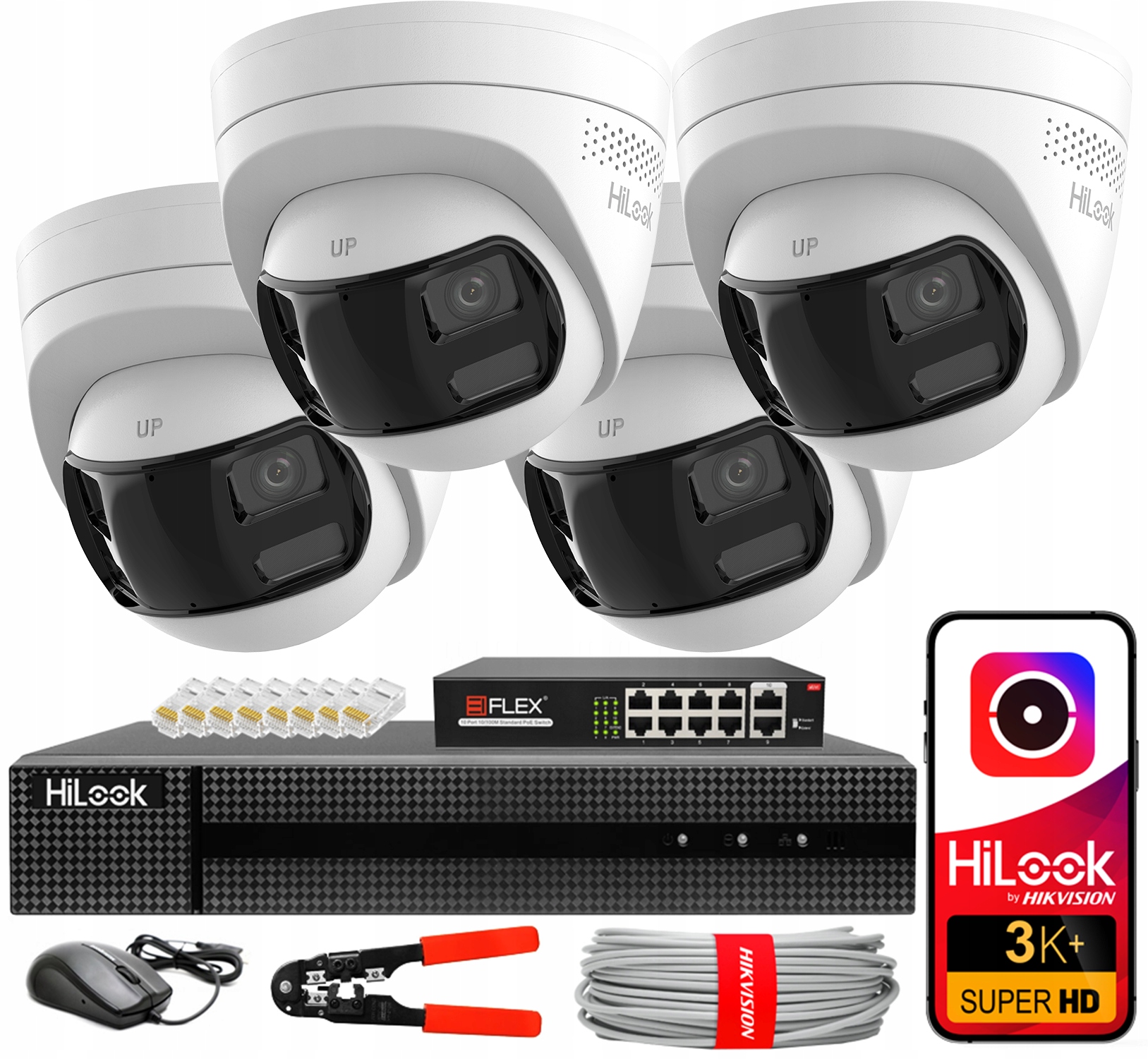 Sada pro monitorování Ip 4 kamery 6MPx Panoramatické IPC-T260HAD-LUF/SL PoE