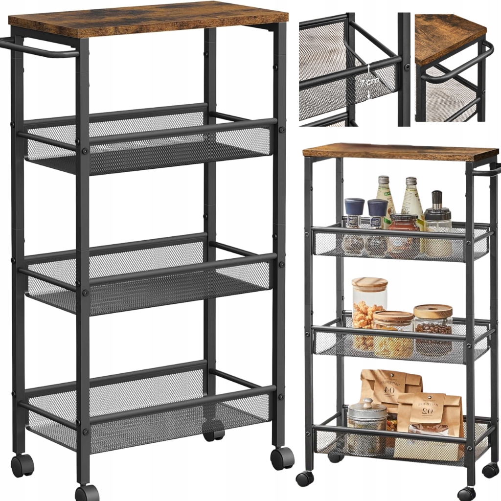 Kuchyňský vozík na kolečkách Mobilní skříň Regál Přenosný Číšnický vozík