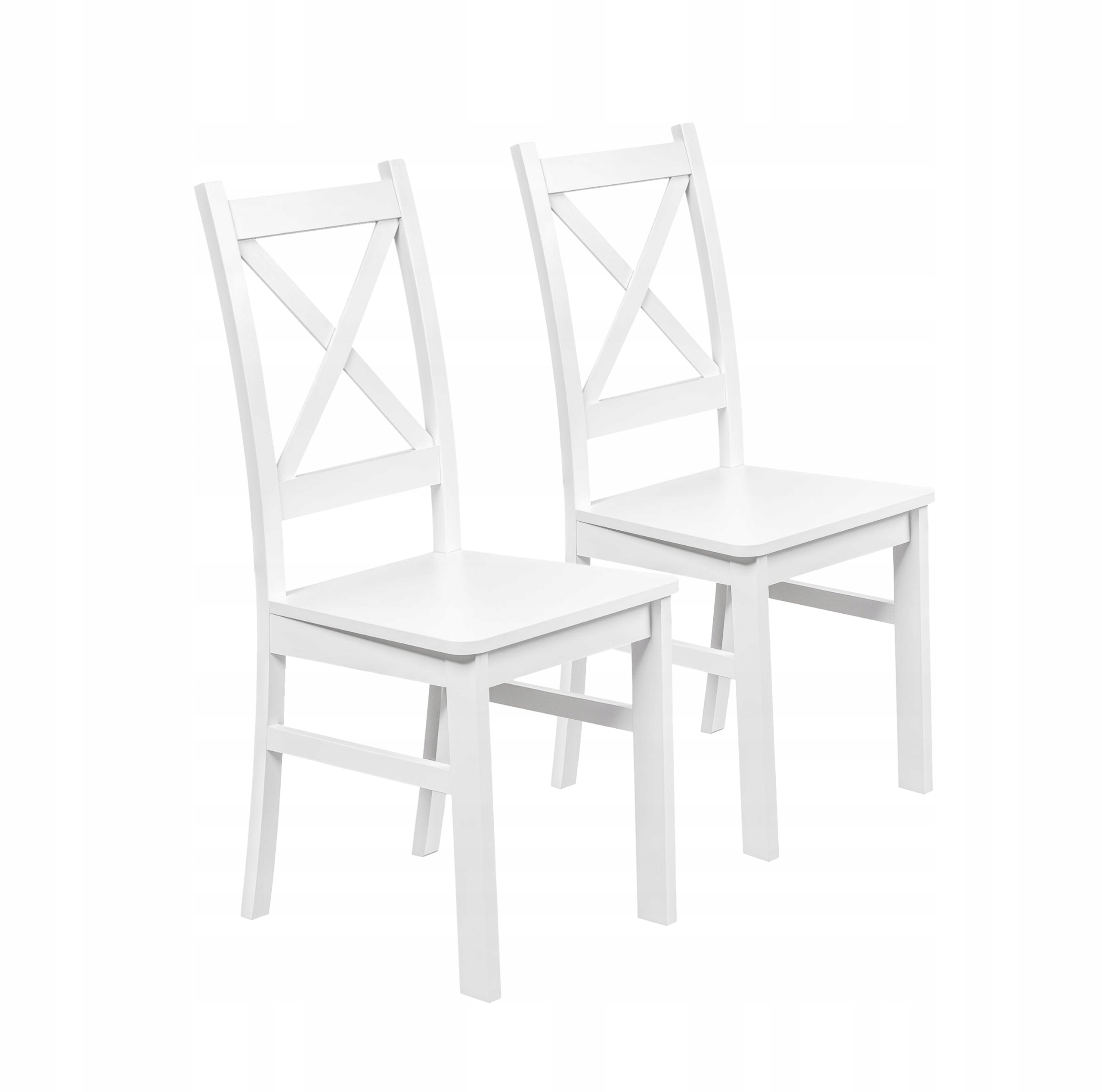 Sada 2 x Dřevěná buková židle do obývacího pokoje Kuchyň Krt Bílá/Bílá
