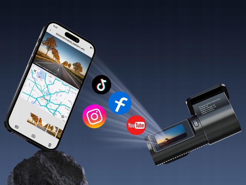 AVYLET Kamera Samochodowa 4K 1080P Przód Tył WiFi GPS Nocny Tryb 170° 150° — miniatura 15