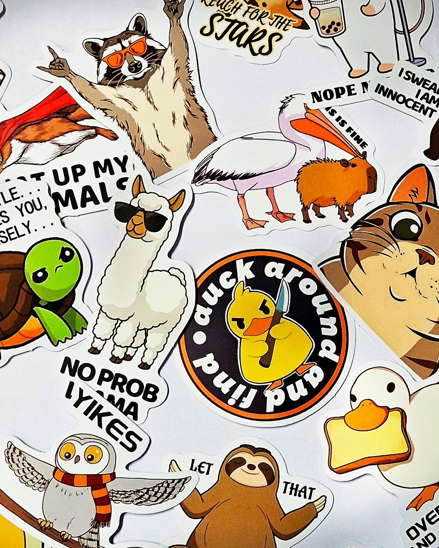 Zestaw Naklejek Winilowych Pvc Na Kubek Kask Laptop MIX Cartoon Meme 50 szt