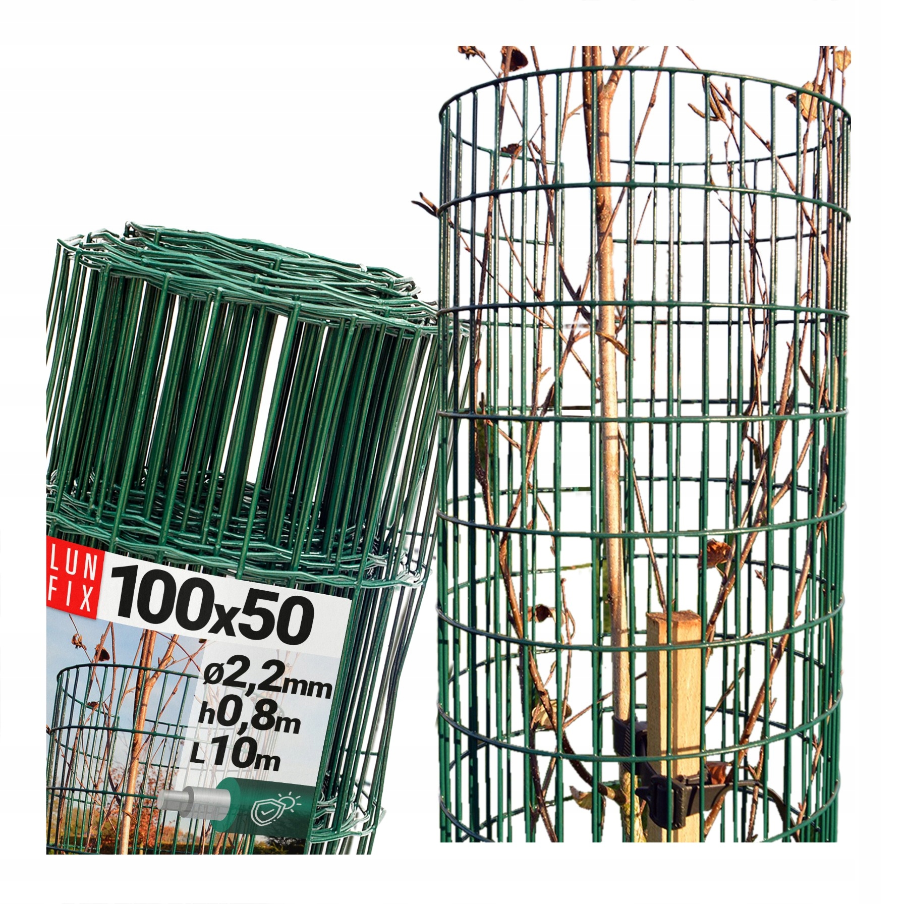 Siatka do drzewek 80 cm osłonka do drzew krzewów metalowa zielona 10mb