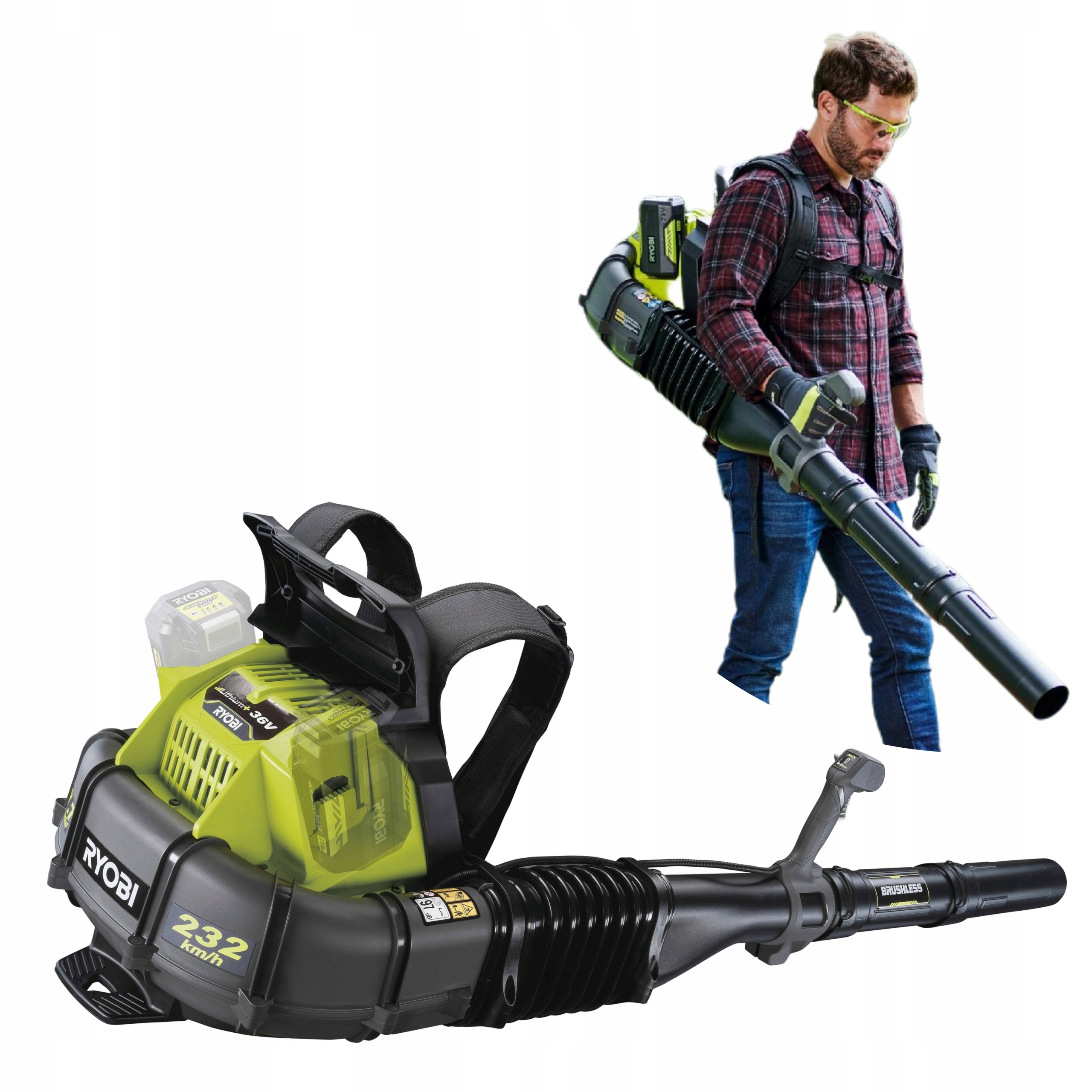 RYOBI RY36BPXA DMUCHAWA DO LIŚCI AKU 36V BEZSZCZ.