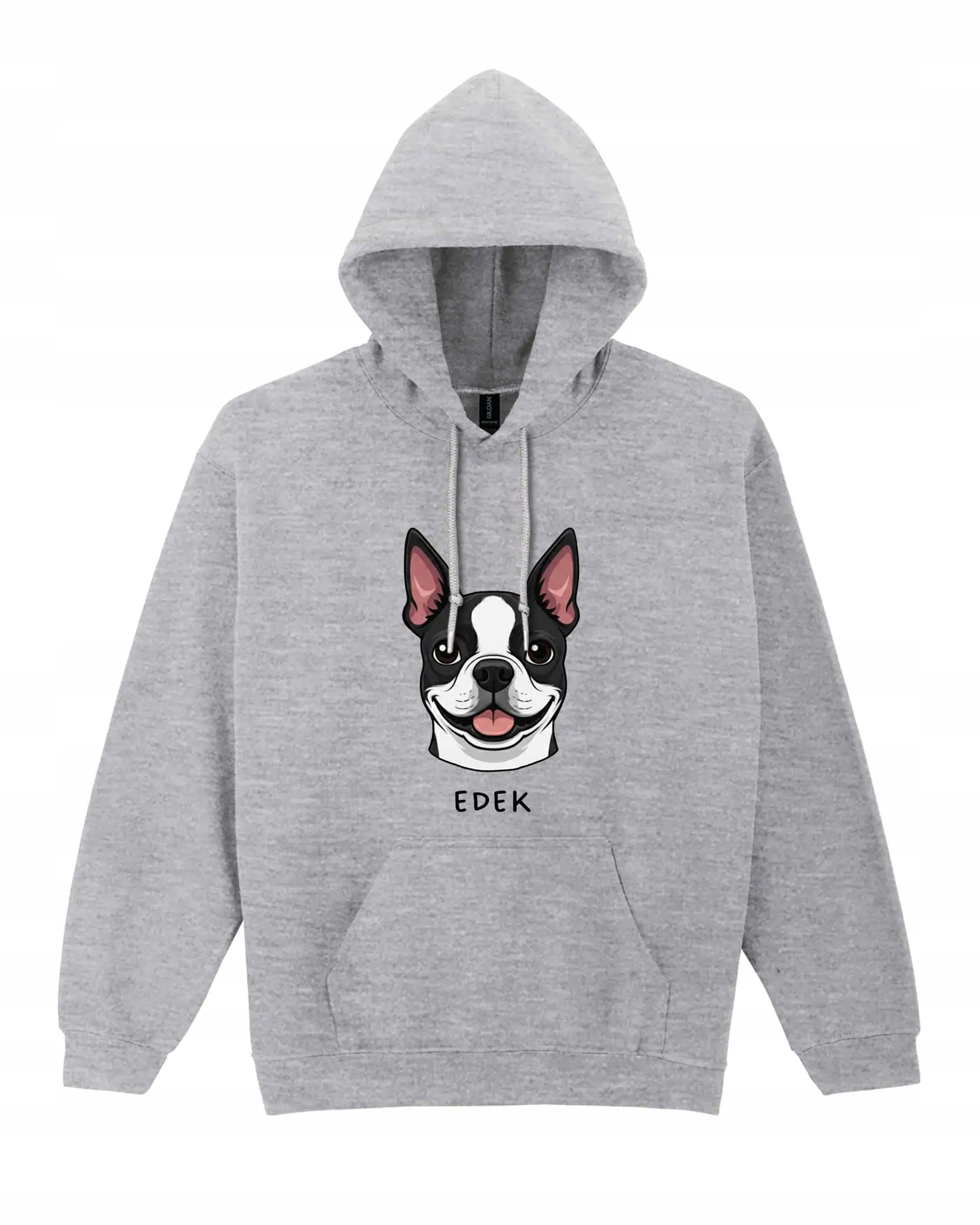 Mikina s kapucí Boston Terrier Personalizovaná Pes Šedá XL