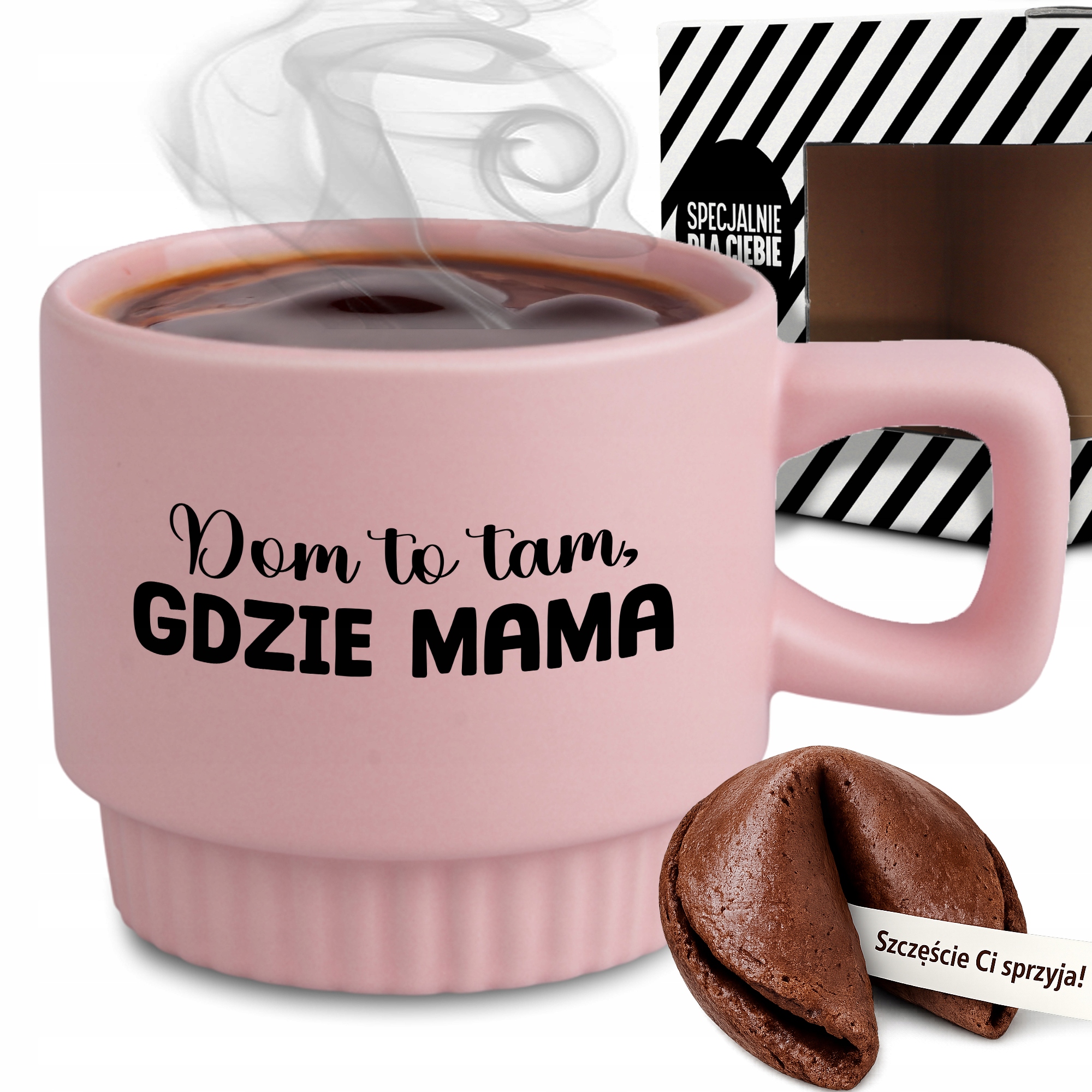 Hrnček Ryhovaný Ružový Koláčik Darček Pre Mamu Deň Matiek Dom Je Tam, Kde