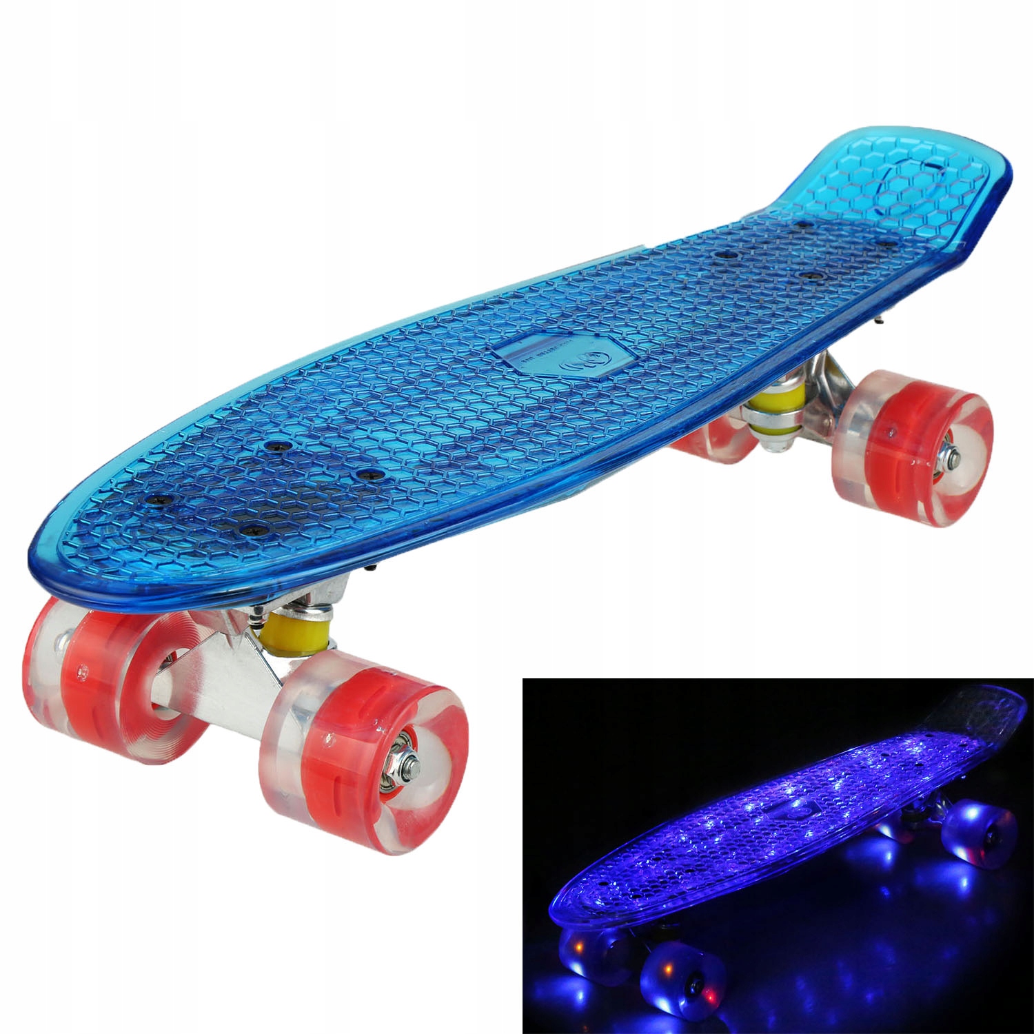 rybársky board skateboard BOARD LED kolieska ABEC7 100kg