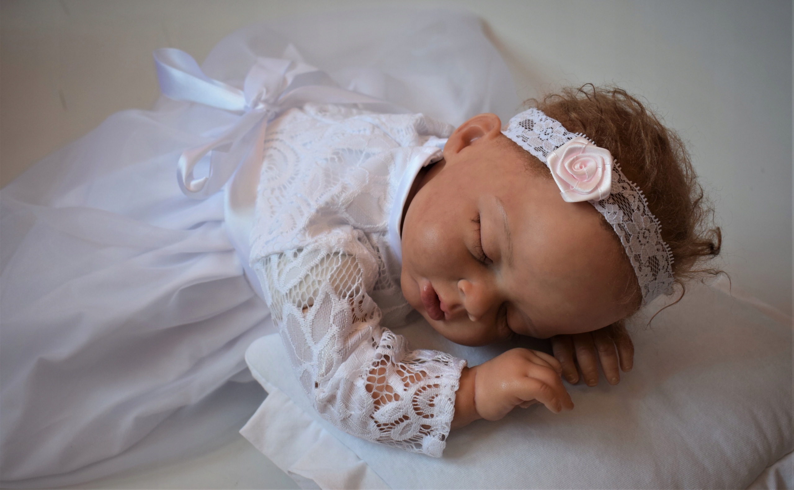 OPASKA KORONKOWA RÓŻA Chrzest Wesele Marka bez marki