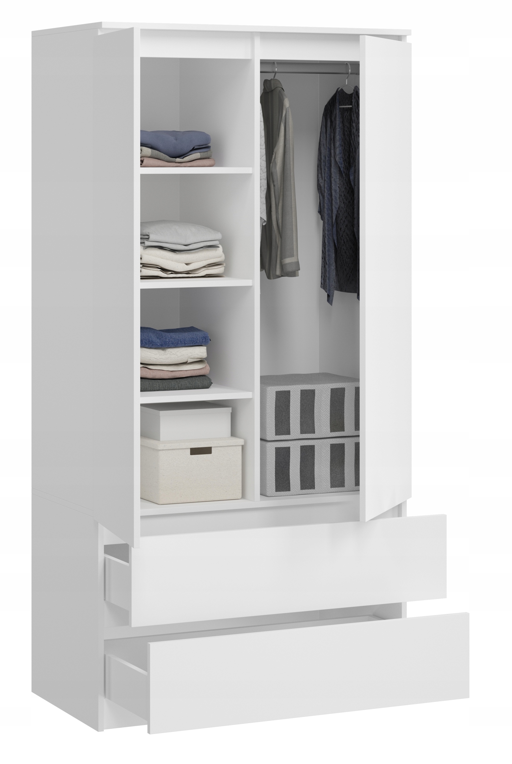 SZAFA BIAŁA 90CM GARDEROBA DO SYPIALI MONIA 2 DRZWI 2 SZUFLADY EAN (GTIN) 5905997303576