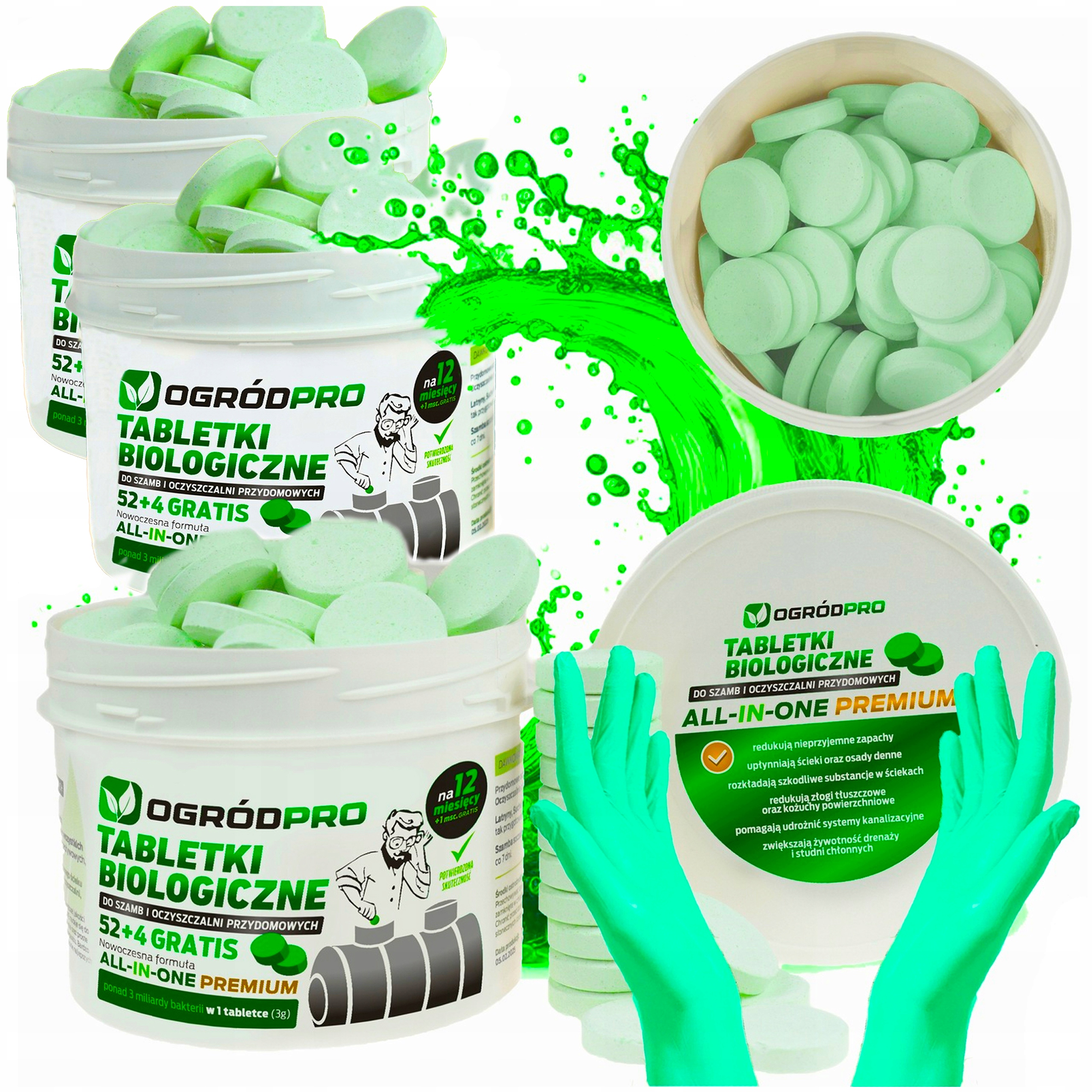 Tabletki Bakterie do szamba Oczyszczalni Na 3 Lata Tłuszcz Mocny Preparat