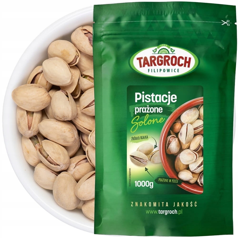 Pistacje Solone Prażone w Piecu Źródło Białka Do Łupania 1000g Targroch
