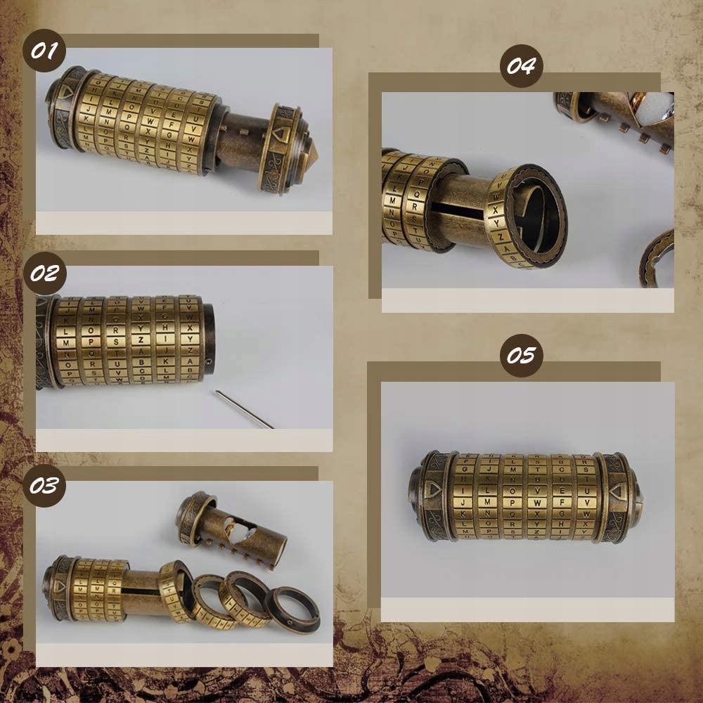 ZAMEK SZYFROWY DA VINCI KOD MINI CRYPTEX PREZENT Kolekcja Da Vinci Code Mini Cryptex