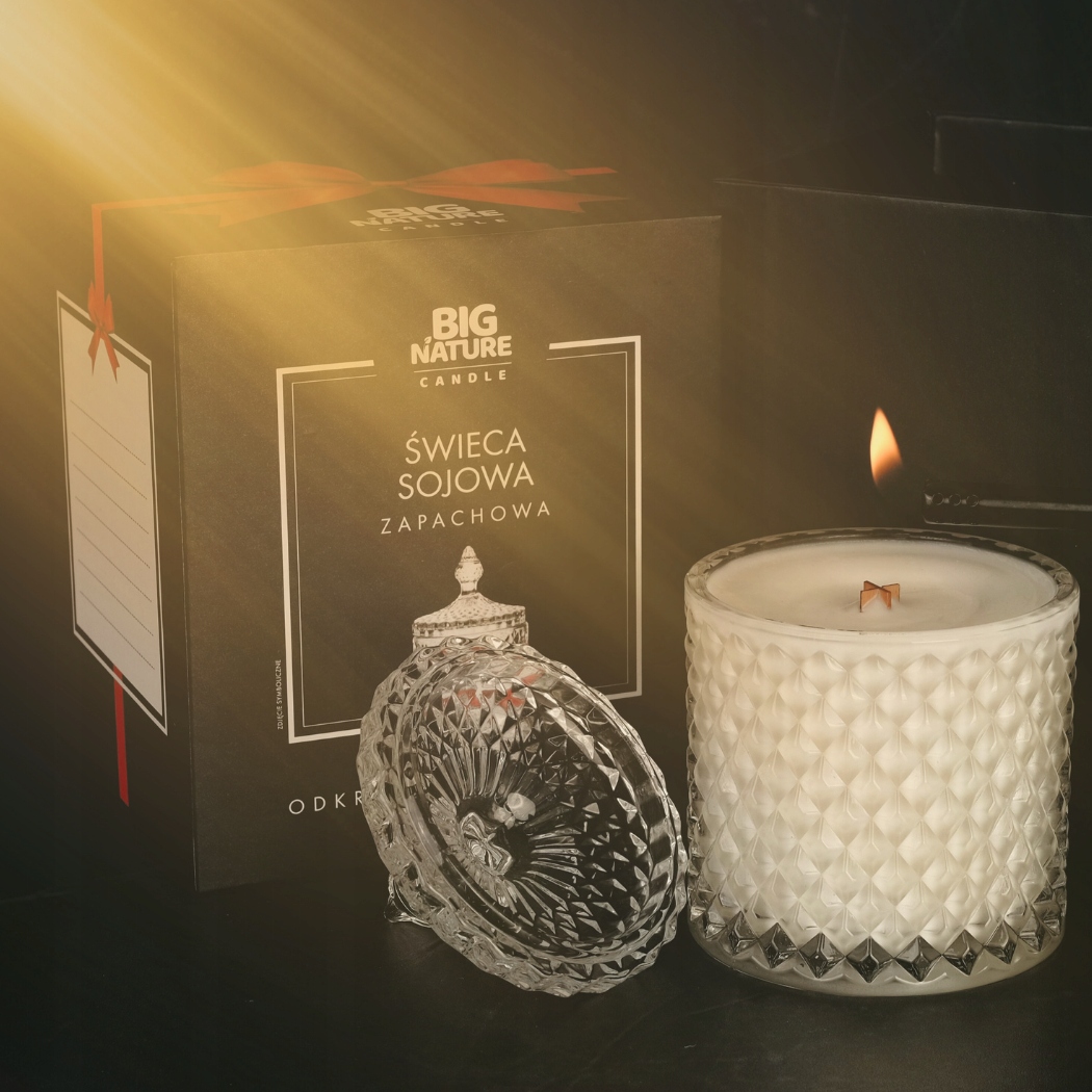 Świeca sojowa o zapachu RÓŻA 240g PREZENTOWA - BIG NATURE CANDLE — 4