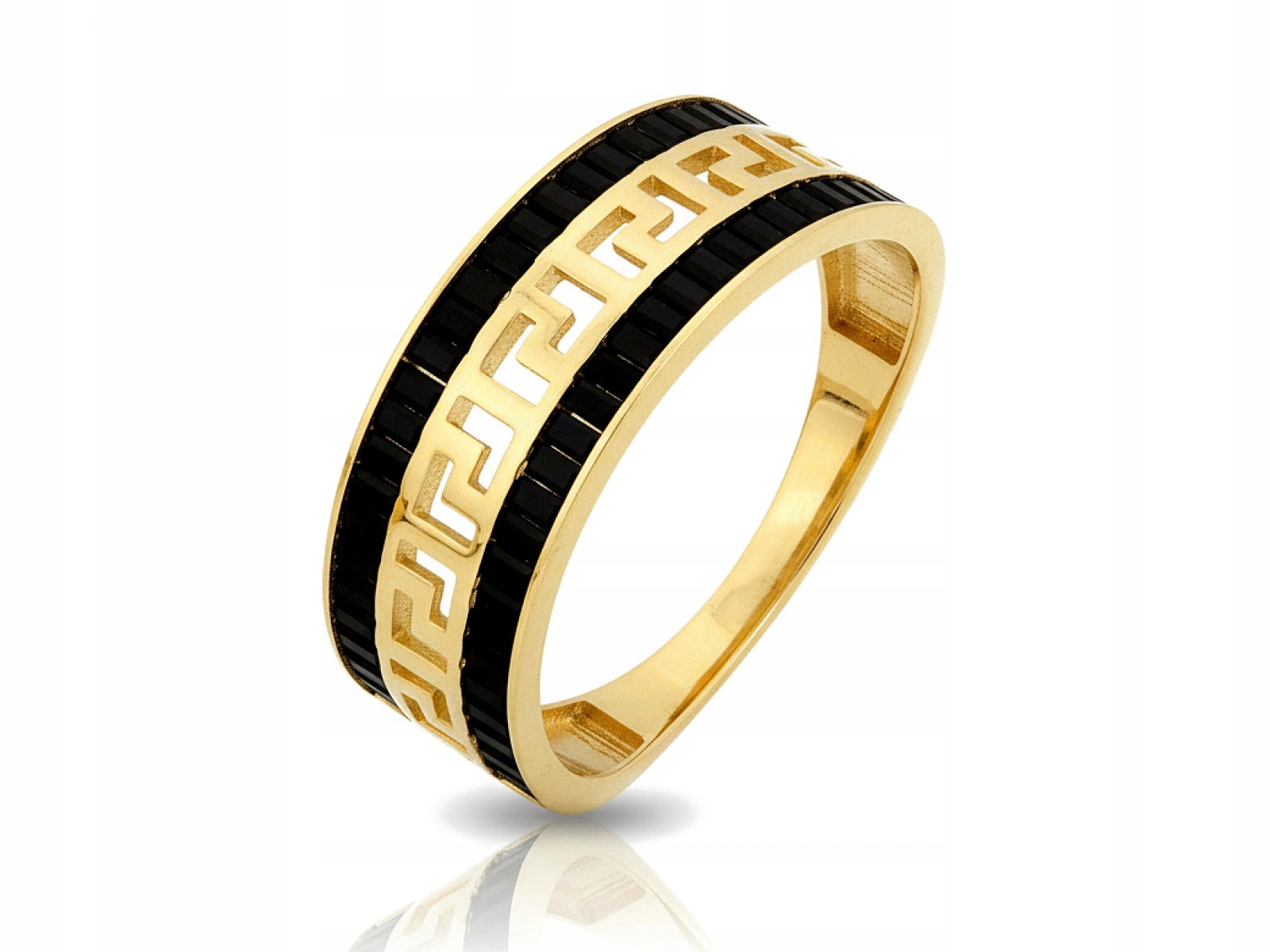 Zlatý prstýnek 585 Prsten s Černými zirkony 2.84g Řecká cesta r22