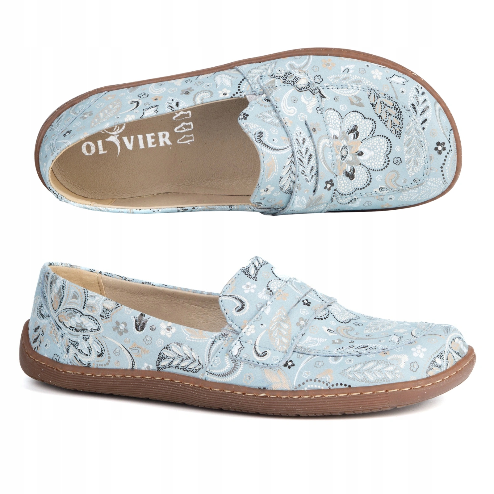 Barefoot Elegantní dámské minimalistické mokasíny 1280 květy 36