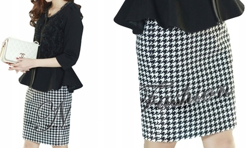 

MIDI Spódniczka W Pepitkę Ołówkowa Polski Produk L