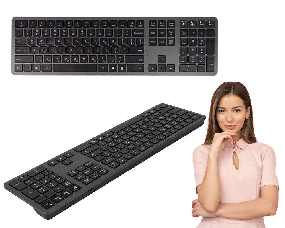 Klawiatura Rosyjska Cyrylica Z Bluetooth I Numpadem Qwerty Usb-c Nożycowa