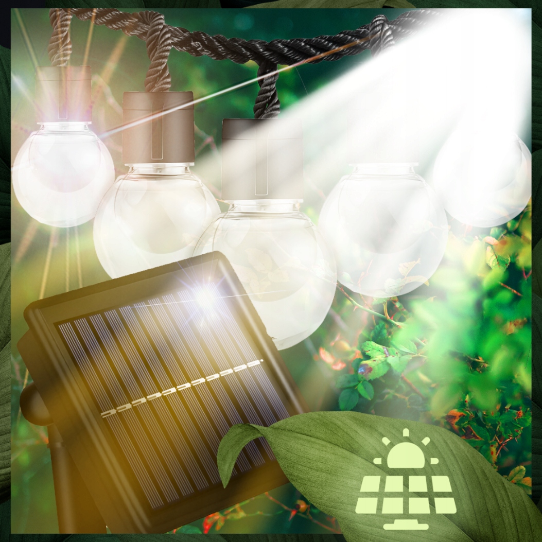 GIRLANDA SOLARNA OGRODOWA ŚWIETLNA XXL 20 ŻARÓWEK NA BALKON ŁAŃCUCH KULKI Marka MAXSELL