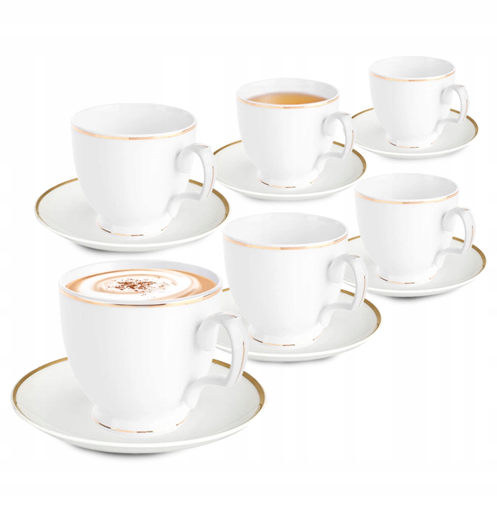 Porcelánové šálky a tanieriky MariaPaula Zlatá línia 350 ml 12 ks