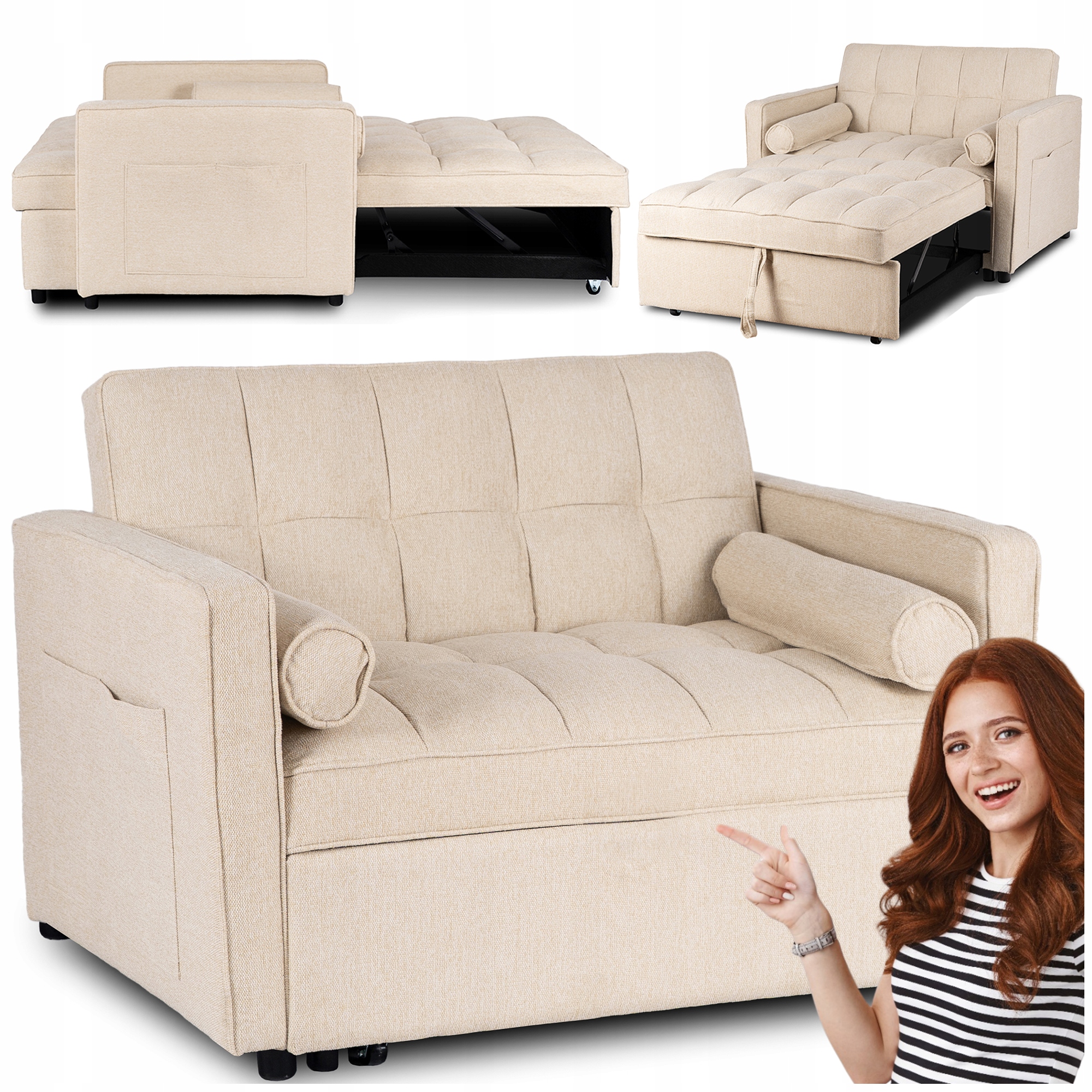 Americká rozkládací lenoška béžová Salon Corra