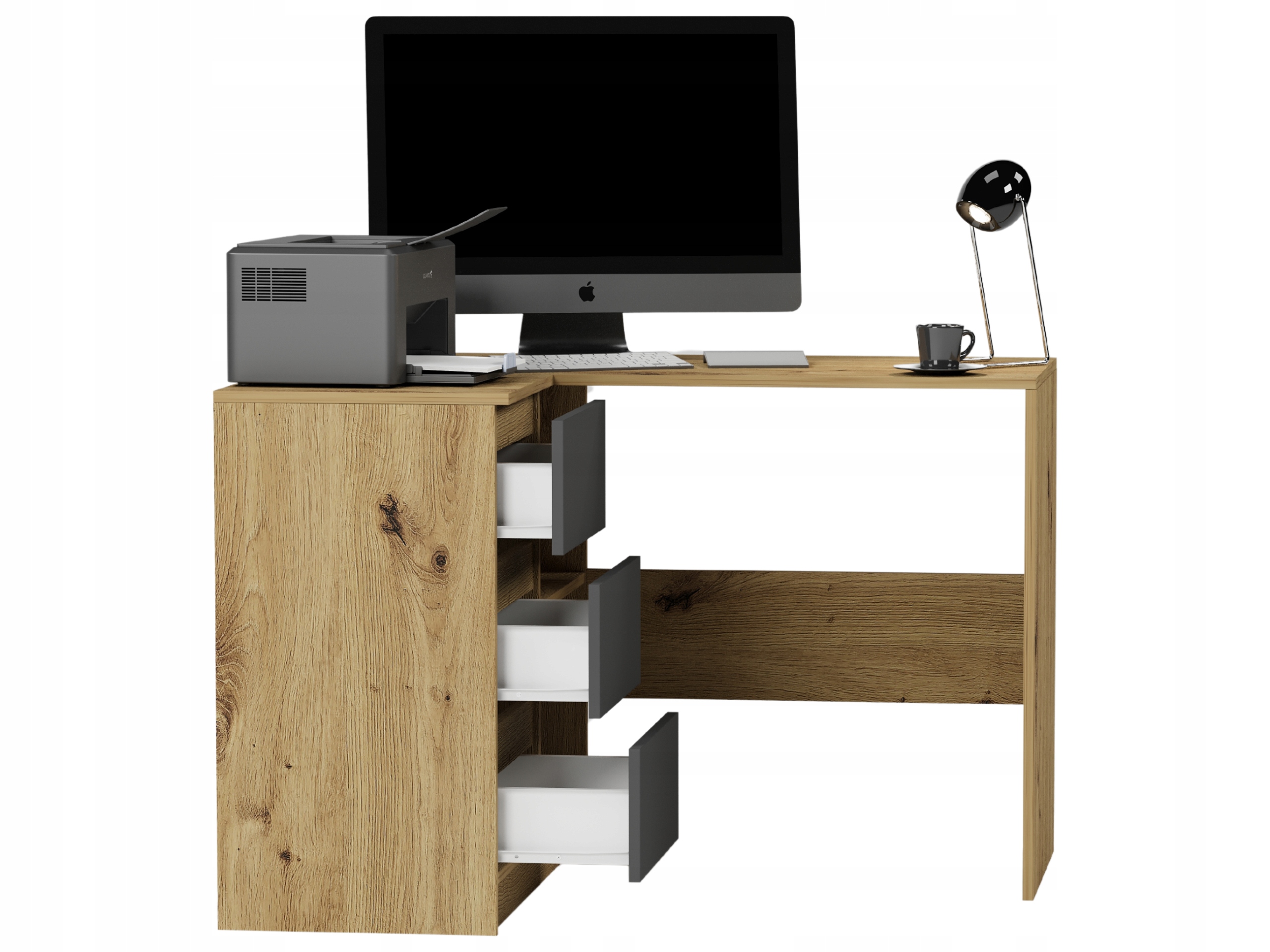 BIURKO NAROŻNE KOMPUTER artisan mix antracyt N4L lewe