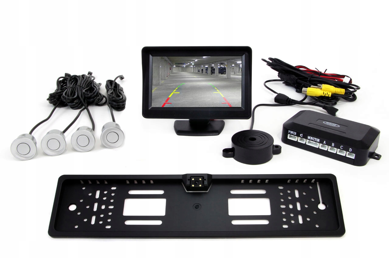 Sada snímačov TFT01 4,3" s kamerou CAM-402 Led, 4 strieborné senzory
