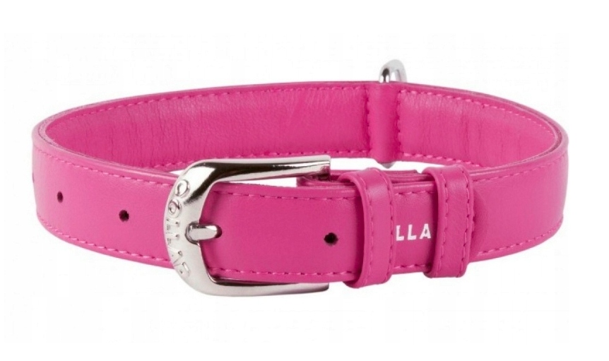 Levně Waudog Collar Obojek pro psa kožený 25MM 38-49 CM Růžový Silný