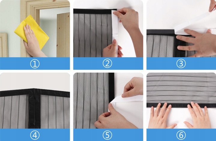 MOSKITIERA SIATKA NA DRZWI NA OWADY MAGNETYCZNA Kolor czarny