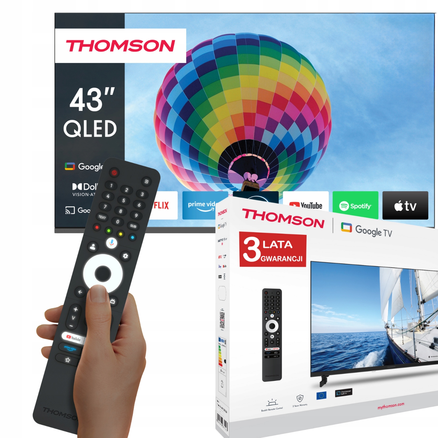 Telewizor 43" Qled 4K Ultra Hd Smart Asystent Google Tv Thomson 43QG4S14