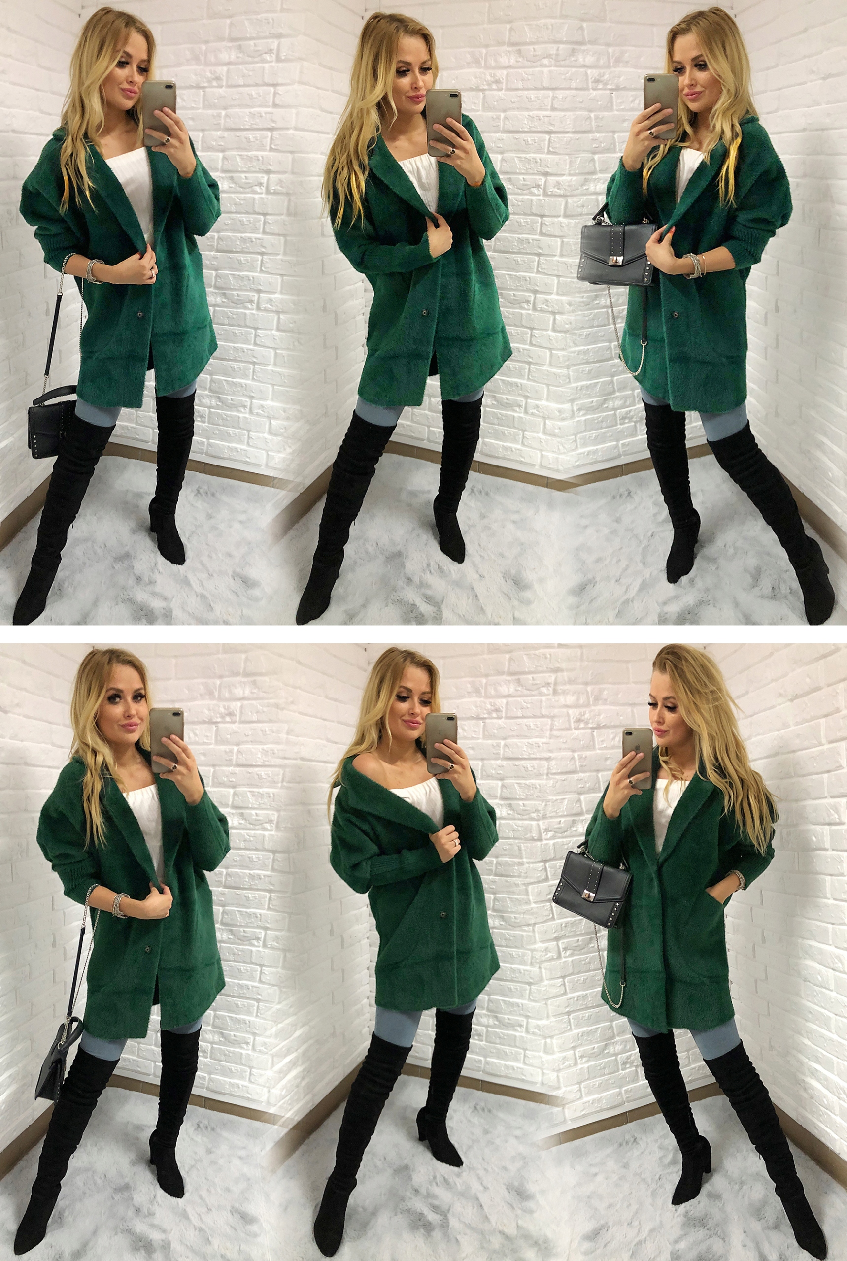 PLUS SIZE 44-54 SWETER ALPAKI PŁASZCZ DUŻYoversize Model przejściowy, jesienny zimowy duży